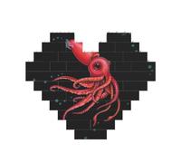 Strawberry Squid Printed Jigsaw Puzzle 10.8x12.8 CM, Heart-Shaped Puzzle Challenging Game for Adults, Fun Decorative Wall Decor