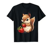 Strawberry Squirrel Drawing Nature Cute Squirrel Animal Art T-Shirt