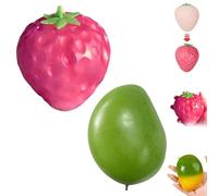 Strawberry Squishies,Stress Relief Soft Simulation Mango Fruit Squeeze Color Changing Toys,Novelty Fidget Sensory Food Fun Stretchy Hand Toys,Easter Basket Stuffers Gifts for Kids Adults (Set1)