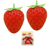 Strawberry Squishy Fidget Toy, Soft Squeeze Stress Relief Toy for Kids Adults, Realistic Fruit Sensory Toy for Anxiety Relief Party Favors Birthday Gifts (2PC)
