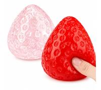 Strawberry Squishy Set, 2 PCS with One Transparent Piece for Office | Keep one in a drawer and carry the other for quiet resets during desk work, travel, or daily routines