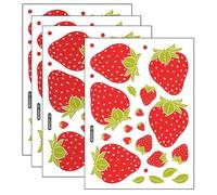 Strawberry Stickers 56 Pcs Strawberry Themed Party Decorations Fruit Wall Decals Kitchen Stickers for Bedroom Kitchen Dining Room Bathroom Party Birthday Decorations