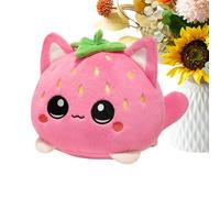 Strawberry Stuffed Animal - 7.8 Inch Cat Plush | Pink Cartoon Kitten Doll - Soft PP Cotton Toy with Strawberry Hat and 3.9 Inch Option brings joy and warmth to any setting for Christmas or birthdays.