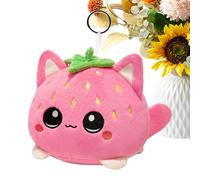 Strawberry Stuffed Animal - 7.8 Inch Cat Plush | Pink Cartoon Kitten Doll - Soft PP Cotton Toy with Strawberry Hat and 3.9 Inch Option brings joy and warmth to any setting for Christmas or birthdays.