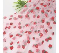 Strawberry Table Runner, 75x180cm Shiny Glitter Tulle Table Cloth, Spring Summer Fruit Strawberry Themed Tablecloth for Birthday Party Kitchen Dining Home Decor