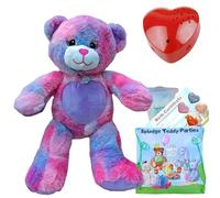 Strawberry the Purple Heart Bear - Soft Plush Toy - 16 inch / 40cm - Build make your own Teddy Bear Making Kit with voice recorder - no sew