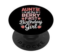 Strawberry Theme Auntie Of The Berry First Girl PopSockets Adhesive PopGrip