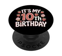 Strawberry Themed It's My 10th Birthday Bash PopSockets Adhesive PopGrip