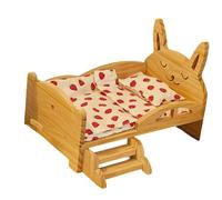 Strawberry Themed Miniature Doll Bed with Fruit Mattress Creative Imagination Imaginative Play Doll Set