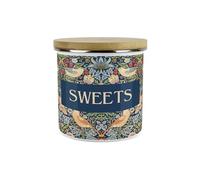 Strawberry Thief Blue Personalised Storage Canister - Morris Inspired Tapestry Artwork - Enamel Kitchen/Home Gifts