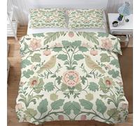 Strawberry Thief Double Duvet Cover Sets, William Morris Bedding Sets Double-Sided Printing, Soft Microfiber Quilt Cover With Zip Fastening + 2 Pillowcase, 200x200 wl17