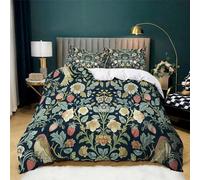 Strawberry Thief Duvet Cover Set - Super King Size, Soft Microfiber, Fade Resistant, Breathable Duvet Cover- Includes 2 Pillowcases (3 Pieces Bedding Set, Retro design)