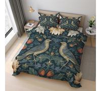 Strawberry Thief King Size Duvet Cover Sets, William Morris Bedding Sets Double-Sided Printing, Soft Microfiber Quilt Cover With Zip Fastening + 2 Pillowcase, 230x220 M5