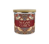 Strawberry Thief Red Personalised Storage Canister - Morris Inspired Tapestry Artwork - Enamel Kitchen/Home Gifts