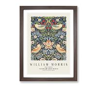 Strawberry Thief Vol.1 By William Morris Exhibition Museum Painting Framed Print | A2 Walnut Framed Wall Art | Ready to Hang | Modern Historical Picture | Living Room Bedroom Lounge Office