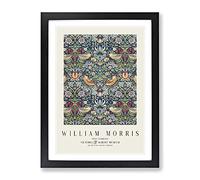 Strawberry Thief Vol.2 By William Morris Exhibition Museum Painting Framed Print | A4 Black Framed Wall Art | Ready to Hang | Modern Historical Picture | Living Room Bedroom Lounge Office