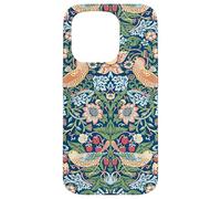 Strawberry Thief William Morris Art Nouveau Pattern Blue Case for iPhone 15 Pro