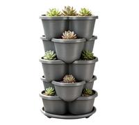 Strawberry Tower Planter - Five Tier Stack, Vertical Garden System, Wheeled Mobile Base, Stackable Plant Pots, Patio Balcony Decor, Outdoor Vegetable Grower, Space Saving Farming enhancing home garden