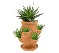 Strawberry Tower Planter | Terracotta Strawberry Planter Flower Pot,Vertical Container with Tray, Flowerpot Terracotta Outdoor Decor for Balcony Yard Patio Garden Porch