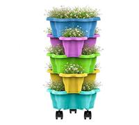 Strawberry Tower Planter | Vertical Weatherproof Stackable Planter - Strawberry Flower Pots Tower | for Yard Farm Patio Balcony Lawn Home Apartment