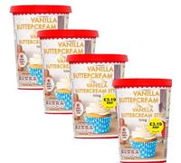Strawberry & Vanilla Buttercream Icing PMP - Smooth & Creamy Dessert Flavours - bck (4 x Pack, Vanilla Icing)