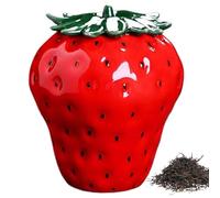 Strawberry Vase, Ceramic Cute Flower Vase, 350ml Decorative Red Strawberry Pot with Lid for Tea Canister, Pen Holder, Home Office Kitchen Decor Cute