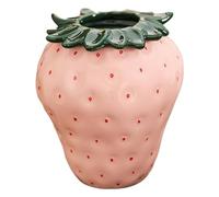 Strawberry Vase, Ceramic Strawberry Pot, Funky Strawberry Planter Pot with Detachable Leaf, Decorative Unique Flower Vase Kitchen Decor Accessories for Home Office Kitchen Garden Decor