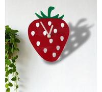 Strawberry Wall Clock, Red and White Polka Dot Design, Kitchen Decor, 25cm