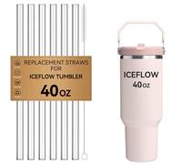 Straws For Stanley IceFlow 40 oz Tumbler,Replacement Straw For IceFlow 40oz | For Stanley Ice Flow Flip Straw 40oz Cups, BPA Free Reusable Clear Tritan Plastic Drinking Straws, Dishwasher Safe