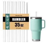 Straws for Yeti 35 oz Rambler Tumbler, 6Pcs 9.5 Inch Reusable Replacement Straws, BPA-Free Hard Plastic Accessories with 1 Cleaning Brush, Ideal for Smoothies, Milkshakes