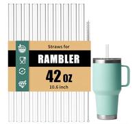 Straws for Yeti 42 oz Rambler Tumbler, 10Pcs 10.6 Inch Reusable Replacement Straws, BPA-Free Hard Plastic Accessories with 1 Cleaning Brush, Ideal for Smoothies, Milkshakes
