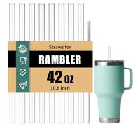 Straws for Yeti 42 oz Rambler Tumbler, 8Pcs 10.6 Inch Reusable Replacement Straws, BPA-Free Hard Plastic Accessories with 1 Cleaning Brush, Ideal for Smoothies, Milkshakes