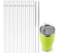 Straws for YETI, 8 pcs 9 inch Reusable Tumbler Plastic Clear Drinking Straws Replacement Set for YETI Straw Lids with 2 Cleaning Brushes