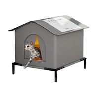 Stray Cat House | Outdoor Stray Cat House - Features a cat outside the house, waterproof sealed pet tent, insulated cat house for multiple cats, a barn, and a pouch with a curtain that is 7cm high,