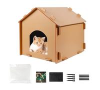 Stray Cat House - Outside Winter Waterproof Foldable Secure, Warm Shelter Animal Enclosure | for Community Balcony Patio Garden Yard Lawn Roadside Garage