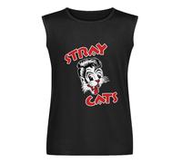 Stray Cats Mens Black Sleeveless T-Shirt Graphic Tee Printed Unisex Vest Tank Tops Shirt XXL