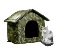 Stray Cats Shelter Outdoor Waterproof Cat House Foldable Warm Pet Tent for Winter Feral Cat House for Provides Cozy Shelter for Stray and Outdoor Cats Weatherproof Snow Warm - Green