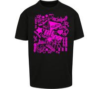 Stray Doodles Kids T-Shirt Tee Top - Neon Pink Korean Oversize Rock-Star K-POP Fandom Music Lyrics Present Gift (2XL, Black)