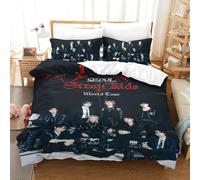 EOASNRTCB Stray Kids 3D Duvet Cover with Pillowcases Bedding, Stray Kids Quilt Cover Set with Zipper Soft Comfortable Microfiber Suitable for Girls Or Boys Single（140x200cm）