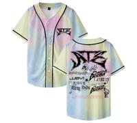 Stray Kids Ate Tracklist Merch Baseball Jersey Tops Short Sleeve Button-up Shirts Women Men Streetwear Tee (Tie Dye,M)