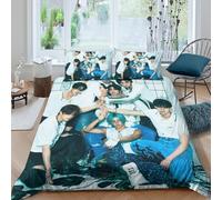EOASNRTCB Stray Kids Duvet Cover Set, 3D Printed Stray Kids Bedding Quilt Cover Set, Soft Microfiber Easy Care Bedding Set, Suitable For Teenagers Or Adults Comforter Cover Set Double（200x200cm）