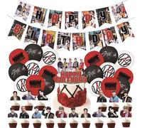 Stray Kids Merch 5 Star Party Decorations Include Happy Birthday Banners, Cake Toppers, Cupcake Toppers, Balloons