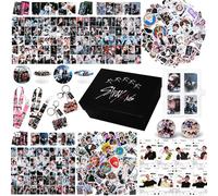 Stray Kids Merch Gift Box Set Including 1 Photocard Holder,3 Styles 165 Postcards, 200 Stickers,8 Transparent Cards, 2 Keychain,2 Lanyards,2 Badges and Phone Ring Holder for Fans Women