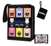 Stray Kids Photocard Binder 400 Pockets, 3 Ring Kpop Binder with 4 Pockets, Total 50 Pages, Cute Cartoon Card Collector, Idol Photo Album for Kpop Fans, Boys and Girls
