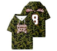 Stray Kids SKZ Dominate 8 Logo Hooded T-Shirt Short Sleeve Gym Tee Women Men Streetwear Outdoor Sportwear (Camouflage,M)