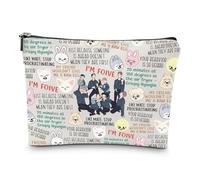 Stray Make up Bags for Women, Kpop Stray K Merch, Linen Material K Pop Cosmetic Bags with Double-Sided Printed Patterns, Fans Gifts Small Makeup Bag for Skzoo Fan Enthusiast