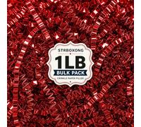 STRBOXONG 1LB (455g) Double Sided Shiny Red Shredded Tissue Paper for Gift Boxes - Metallic Glossy Crinkle Cut Hamper Filler, Lustrous Red Raffia for Christmas, Valentine’s Day & Luxury Packaging
