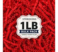 STRBOXONG 1LB (455g) Red Shredded Tissue Paper for Packing Gift Boxes - Premium Crinkle Cut Gift Box Filling Shredded Paper, Plastic-Free Recyclable Hamper Fillers for Packaging, Crafting & Gifting