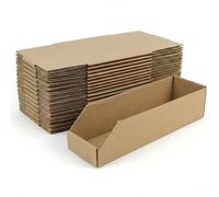 STRBOXONG 20 Pack Cardboard Storage Bins 40x12x10cm, Open Front Picking Bins for Warehouse Shelving, Garage Workshop Tool Storage & Parts Organiser, Heavy Duty Corrugated Kraft Boxes for Screws