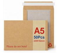 STRBOXONG 50 Pack Board Backed Envelopes A5 Do Not Bend, C5 Manilla Hardback Envelopes Peel and Seal for Passport Photos & Greeting Cards, Hard Brown Large Letter Cardboard Mailers, 229 x 162mm